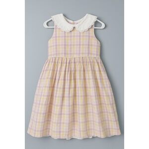 Cupcakes‎ and Cashmere Girls Plaid Dress Peter Pan Collar Yellow Purple sz 8t